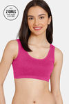 Rosaline Girls Double Layered Non Wired 3/4th Coverage Beginner Bra - Festival Fuchsia — thumbnail 1